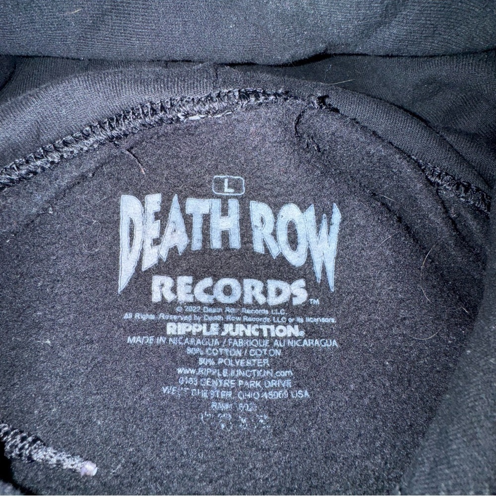 Death Row Records Men's 1991 Electric Graphic Logo Hoodie Sweatshirt Size L - Picture 7 of 11